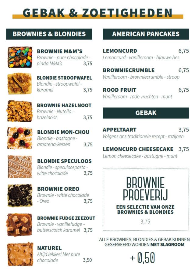 Brownies&downieS Zevenaar Menukaart